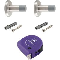 Vasalat - Türstopper Wand mit Dämpfer - Tür Stopper Wand mit Gummipuffer ø 20mm, Höhe 60mm, Türpuffer zum Schutz von Wand & Tür, Edelstahl matt - 2 von VASALAT
