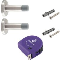 vasalat Türstopper Wand mit Dämpfer - Tür Stopper Wand mit Gummipuffer ø 20mm, Höhe 80mm, Türpuffer zum Schutz von Wand & Tür, Edelstahl matt - 2 vasalat Türstopper Wand mit Dämpfer - Tür Stopper Wand mit Gummipuffer ø 20mm, Höhe 80mm, Türpuffer zum Schutz von Wand & Tür, Edelstahl matt - 2 von VASALAT