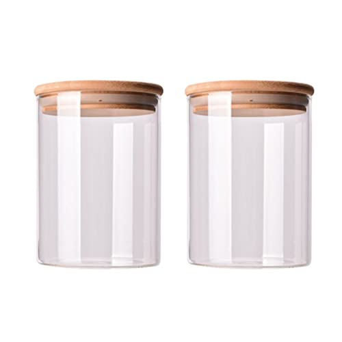 VASANA 2 Stck 250 ml Lebensmittelglser mit luftdichtem Bambusdeckel, durchsichtige Aufbewahrungsbehlter fr die Kche von VASANA