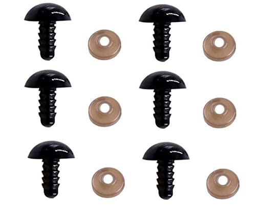 50 Stück solide schwarze Kunststoff-Sicherheitsaugen Spirale DIY Handwerk Augen mit Unterlegscheibe Teddybär Fake Eyeball Häkelerbsen Auge für Puppet Plüschsachen Tier von VASANA