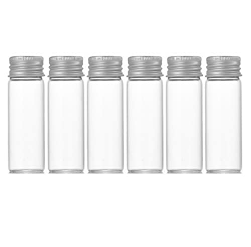 6 Stück leere transparente Aluminiumdeckel Glasflaschen Mini-Probenfläschchen Röhrchen Schraube versiegelt Wunschflasche Tintenbehälter von VASANA