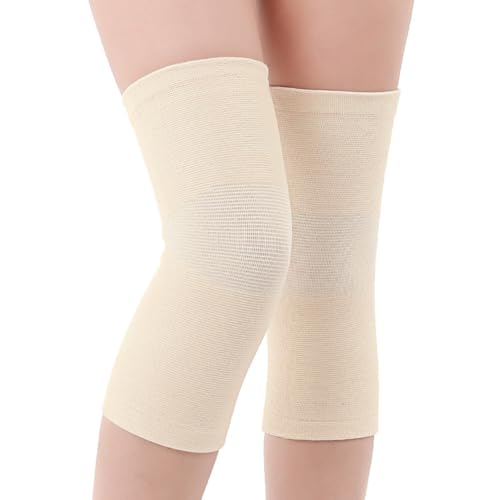 VASANA 1 Paar Unisex-Kniebandage, Knie-Kompressionsmanschetten, elastische Kniebandage, Stützschutz, Bein-Kniewärmer für Sport, Basketball, Tanzen, Radfahren, Klettern, Yoga (beige), Nude, M von VASANA