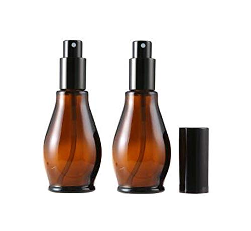 VASANA 2 leere nachfüllbare bernsteinfarbene Glas-Sprühflaschen mit schwarzem Zerstäuber und Anti-Staub-Kappe für Reisen, ätherisches Öl, Aromatherapie von VASANA