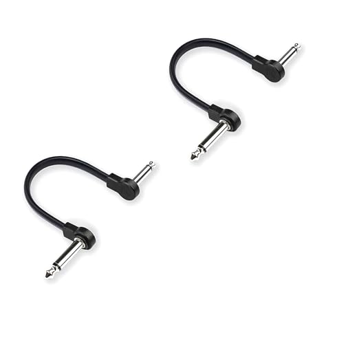 VASANA Gitarren-Patchkabel, 6,35 mm, schwarz, Effektpedalkabel, 6,35 mm, rechtwinklig, Instrumenten-Anschlusskabel für Gitarre, Bass, Pedalboard, 2 Stück VASANA Gitarren-Patchkabel, 6,35 mm, schwarz, Effektpedalkabel, 6,35 mm, rechtwinklig, Instrumenten-Anschlusskabel für Gitarre, Bass, Pedalboard, 2 Stück von VASANA