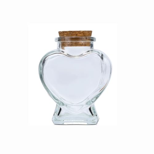 VASANA 75 ml herzförmige Glasflaschen mit Korkverschluss, dekorative Flaschen für DIY-Kunsthandwerksprojekte, Aufbewahrung von kleinen Gegenständen, Fassungsvermögen: 75 ml, Material: Glas von VASANA