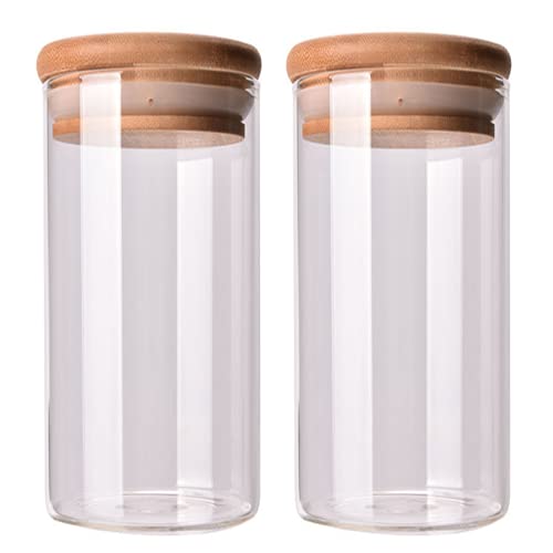 VASANA Vorratsdosen aus transparentem Glas, 350 ml, mit luftdichtem Verschluss, luftdichter Vorratsbehälter, für Kaffeebohnen, lose Blätter, Tee und Küche, 2 Stück von VASANA