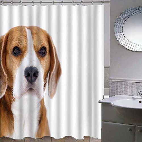 VASENA Beagles Duschvorhang 180x200 Lustiger Hund Tier Bad Vorhäng Anti-Schimmel Textil Anti-Bakteriel 3D Wasserdicht Duschvorhänge Badewanne mit 12 Hooks von VASENA