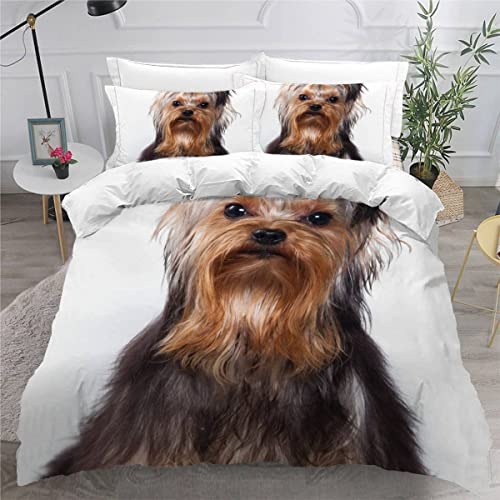 VASENA Bettwäsche 155x220 Yorkshire-Terrier Bettbezug 3D Druck flauschig Hypoallergen Bettwäsche-Set 3Teilig Teenager Jungen Mädchen Mikrofaser Hund Tier Weiß Betten Set VASENA Bettwäsche 155x220 Yorkshire-Terrier Bettbezug 3D Druck flauschig Hypoallergen Bettwäsche-Set 3Teilig Teenager Jungen Mädchen Mikrofaser Hund Tier Weiß Betten Set von VASENA