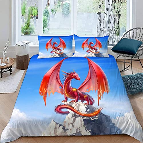 VASENA Bettwäsche Drache Mythisches Tier Bettwäsche 135x200 Kinder Roter Drache Bettbezug Set Weich Microfaser Kinderbettwäsche 3 Teilig Mit ReißVerschluss Mit 2 Kissenbezug 80x80 cm VASENA Bettwäsche Drache Mythisches Tier Bettwäsche 135x200 Kinder Roter Drache Bettbezug Set Weich Microfaser Kinderbettwäsche 3 Teilig Mit ReißVerschluss Mit 2 Kissenbezug 80x80 cm von VASENA