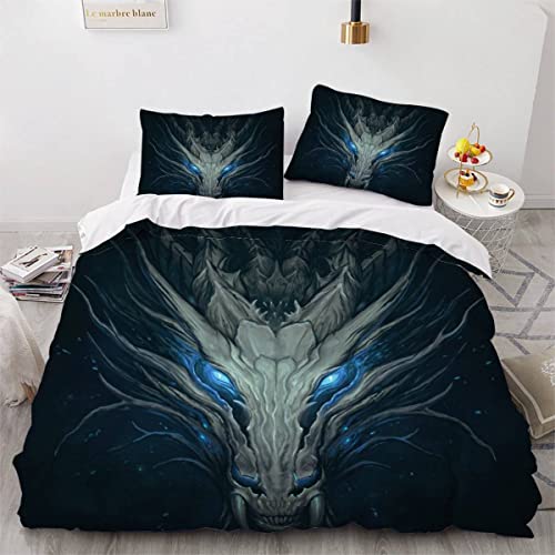 VASENA Bettwäsche Drachen Bettwäsche 135x200 Kinder Fantasie Drache Bettbezug Set Weich Microfaser Kinderbettwäsche 3 Teilig Mit ReißVerschluss Mit 2 Kissenbezug 80x80 cm von VASENA