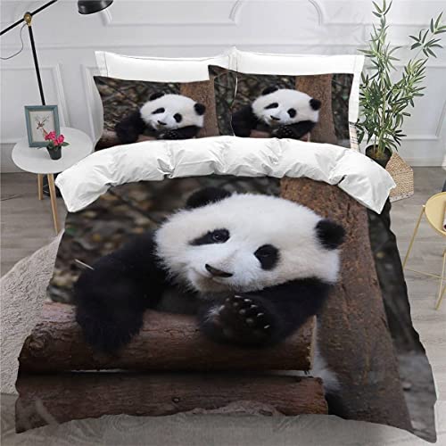 VASENA Bettwäsche Panda Tier Bettwäsche 135x200 Kinder Süße Tiere Bettbezug Set Weich Microfaser Kinderbettwäsche 3 Teilig Mit ReißVerschluss Mit 2 Kissenbezug 80x80 cm von VASENA