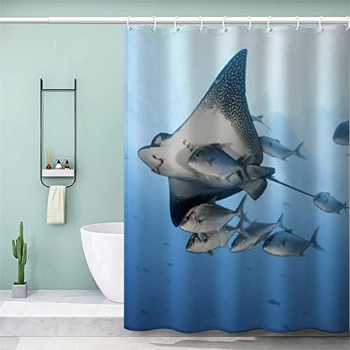 VASENA Duschvorhang 180x180 Erwachsene Duschvorhang Fisch Ozean 3D Motiv Schwer Stoff Polyester Badvorhang Wasserlebewesen Duschvorhang Waschbar Anti Schimmel von VASENA