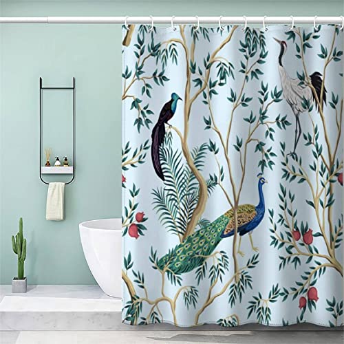 VASENA Duschvorhang 180x180 Erwachsene Duschvorhang Pfau Blütenlos 3D Motiv Schwer Stoff Polyester Badvorhang Exotisch Duschvorhang Waschbar Anti Schimmel VASENA Duschvorhang 180x180 Erwachsene Duschvorhang Pfau Blütenlos 3D Motiv Schwer Stoff Polyester Badvorhang Exotisch Duschvorhang Waschbar Anti Schimmel von VASENA
