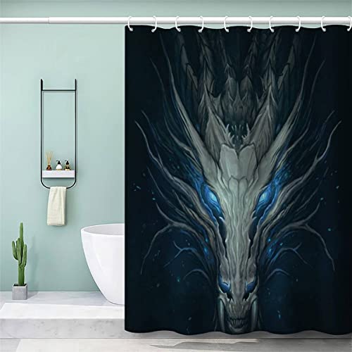VASENA Duschvorhang Anti Schimmel 240x200 cm 3D Motiv Wasserdicht Shower Curtain Drachen Fantasie Drache Badewanne Vorhang 100% Polyester mit 12 Haken von VASENA