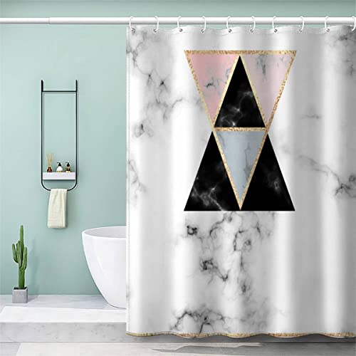 VASENA Duschvorhang Anti Schimmel 240x200 cm 3D Motiv Wasserdicht Shower Curtain Geometrisch Marmor Badewanne Vorhang Polyester mit 12 Haken von VASENA