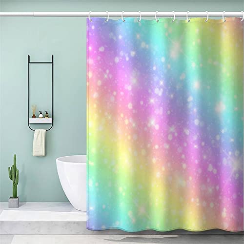 VASENA Duschvorhang Anti Schimmel 240x200 cm 3D Motiv Wasserdicht Shower Curtain Regenbogen Bunt Badewanne Vorhang Polyester mit 12 Haken von VASENA