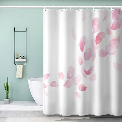 VASENA Duschvorhang Kirschblüten Antischimmel Wasserdicht Duschvorhang 120x180 Kinder Jungen Mädchen Rosafarbene Blumen Fallen Duschvorhänge Polyester Textil mit 12 Hooks von VASENA