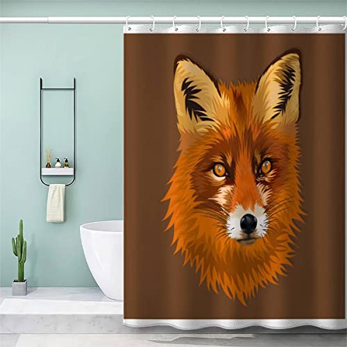 VASENA Fuchs Duschvorhang 180x200 Handgezeichneter Stil Bad Vorhäng Anti-Schimmel Textil Anti-Bakteriel 3D Wasserdicht Duschvorhänge Badewanne mit 12 Hooks von VASENA