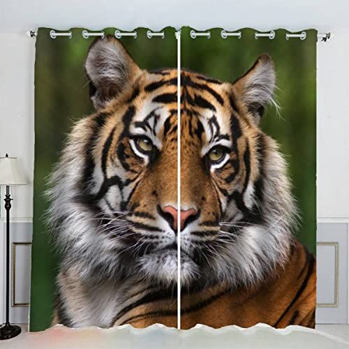 VASENA Kinderzimmer Vorhänge Bengalischer Tiger Tiger Tier Fenstervorhang mit ösen Junge Mädchen Schlafzimmer Wohnzimmer Küche Verdunklungsvorhang 2-Set (150x166 cm) von VASENA