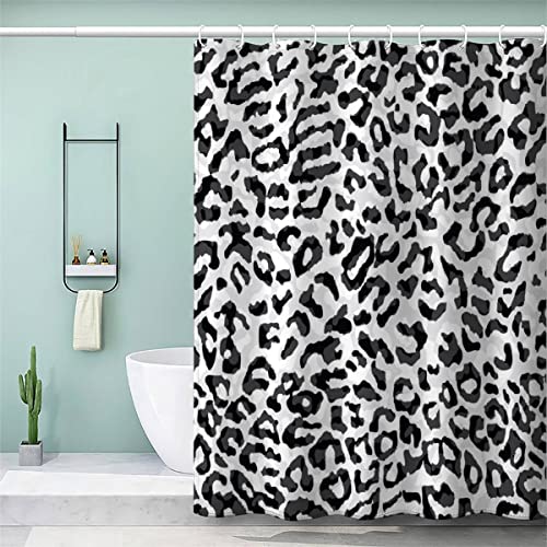 VASENA Leopardenmuster Duschvorhang 180x200 Persönlichkeit Bad Vorhäng Anti-Schimmel Textil Anti-Bakteriel 3D Wasserdicht Duschvorhang Badewanne mit 12 Hooks von VASENA