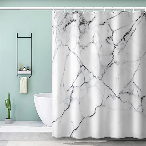 VASENA Marmor Duschvorhang 180x200 Geometrische Muster Bad Vorhäng Anti-Schimmel Textil Anti-Bakteriel 3D Wasserdicht Duschvorhang Badewanne mit 12 Hooks von VASENA