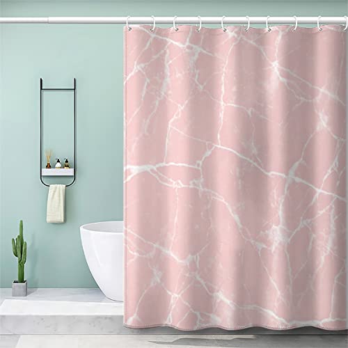 VASENA Marmor Duschvorhang 180x200 Rosa Geometrisches Muster Bad Vorhäng Anti-Schimmel Textil Anti-Bakteriel 3D Wasserdicht Duschvorhang Badewanne mit 12 Hooks von VASENA