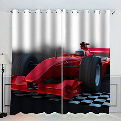 VASENA Vorhang Formel Eins Auto Polyester Vorhänge mit Ösen 2er Set Gardinen Cooles Auto-Thema 3D Drucken Verdunkelungsvorhang für Wohnzimmer Schlafzimmer (234x137 cm) von VASENA