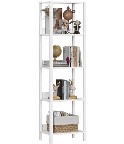 Bücherregal, Regal mit 5 Ebenen, Standregal, Büroregal, freistehend, Dekoregal, zur Präsentation, modern, für Wohnzimmer, Schlafzimmer, Weiß SSJ001WV1 Bücherregal, Regal mit 5 Ebenen, Standregal, Büroregal, freistehend, Dekoregal, zur Präsentation, modern, für Wohnzimmer, Schlafzimmer, Weiß SSJ001WV1 von VASIHO