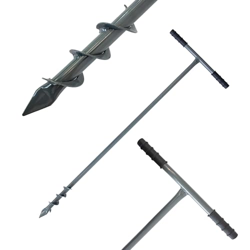 VASKO Erdbohrer Handbohrer 5x41x115 cm Garten Handbohrer für Erdlöcher Pfähle Pflanzung Pflanzen Ergonomischer Griff Erdbohrer Edelstahl von VASKO
