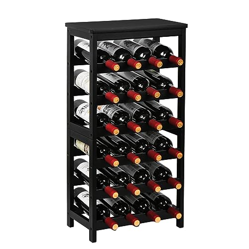 VASMIA Weinregal für 24 Flaschen, Flaschenregal mit 6 Etagen,Weinständer aus Bambus für Keller,Bar und Küche,Wohnzimmer, Flasche Rack 41 x 24 x 81 cm,Schwarz von VASMIA