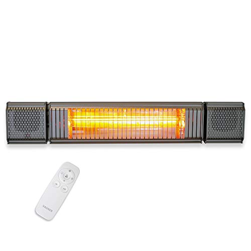 VASNER Appino BEATZZ – Infrarot Heizstrahler mit Lautsprecher & LED Beleuchtung, 2000 Watt, Bluetooth fähig, Infrarotstrahler Steuerung per App & Fernbedienung (Grau) von VASNER