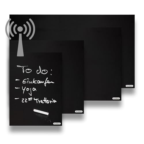 VASNER Citara T RX Funk Tafelheizung – Infrarotheizung mit Funkmodul, 300–1100 Watt, beschreibbare Elektroheizung schwarz, extra flach & IP44 Spritzwasserschutz, Wandmontage für Küche & Büro (700 W) von VASNER