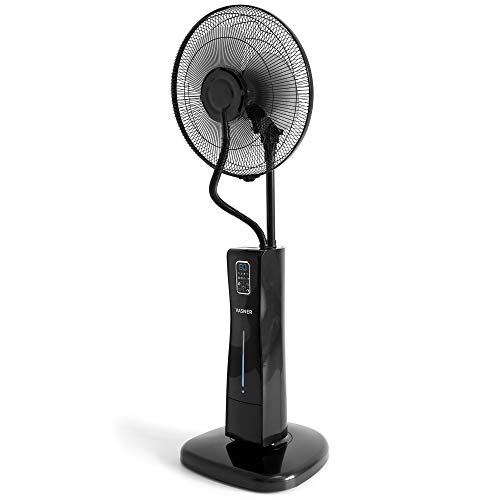 VASNER Cooly Ventilator mit Wasserkühlung leiser Standventilator mit Fernbedienung Timer & Sprühnebel oszillierend (Schwarz) von VASNER