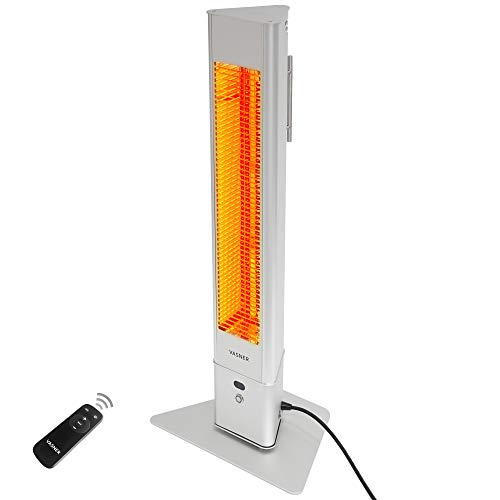 VASNER HeatTower – Infrarot Heizstrahler Terrasse 2500 Watt 4 Heizstufen Standheizstrahler elektrisch mit Fernbedienung IP65 Schutz für Garten Terrasse & Balkon (Silber) von VASNER