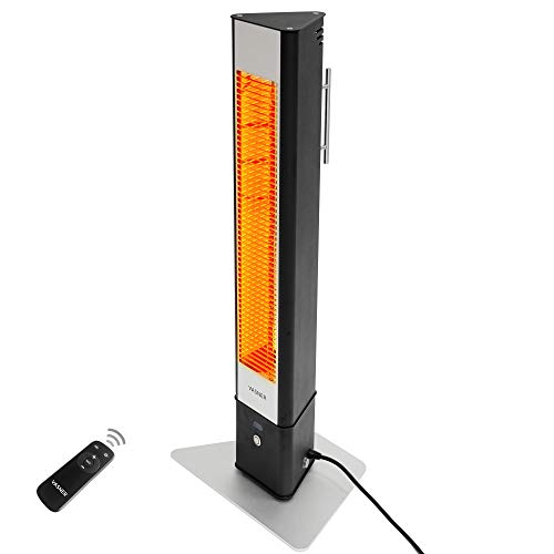 VASNER HeatTower – Infrarot Standheizstrahler 2500 Watt 4 Heizstufen Heizstrahler elektrisch mit Fernbedienung IP65 Schutz für Garten Terrasse & Balkon (Schwarz) von VASNER