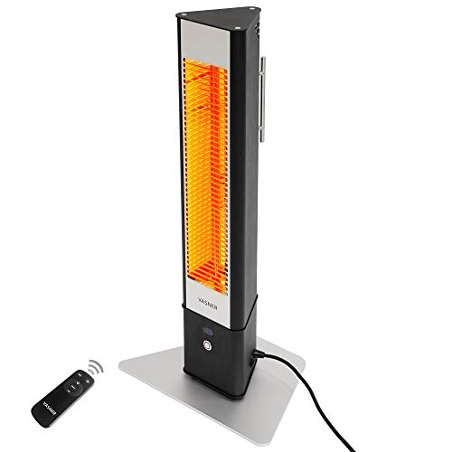 VASNER HeatTower Mini – Stand-Heizstrahler 1500 W, Infrarotstrahler mit Standfuß, Fernbedienung, IP65 Schutz für Außenbereich Terrasse, Terrassenstrahler elektrisch (Schwarz) von VASNER