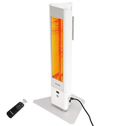 VASNER HeatTower Mini – Standheizstrahler 1500 W, Terrassenstrahler, Infrarot Heizstrahler, Elektro Terrassenheizer mit Standfuß, Fernbedienung, IP65 Outdoor Schutz (Weiß) von VASNER