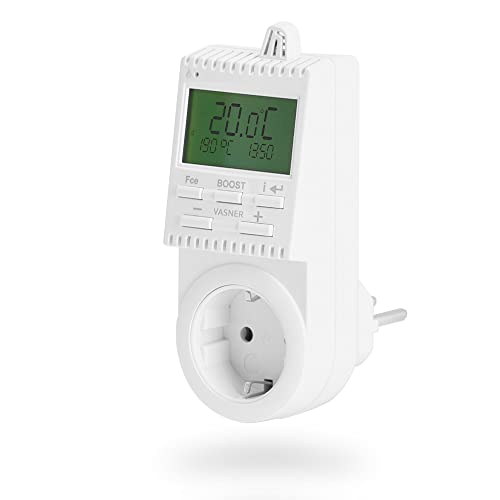 VASNER Universal-Thermostat VUTX3 – programmierbares Steckdosenthermostat zur Steuerung von Elektro Heizungen & Klimageräten, Infrarotheizung, Temperaturregelung 5°C bis 39°C, max. 3.600W, 230V/16A von VASNER