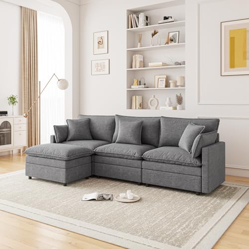 VASOENY 276 X 131 cm Modulares Ecksofa, Self Combination L förmiges Sofa aus Cordstoff, Modernes 3-Sitzer-Sofa mit Ottomane, kein Zusammenbau erforderlich von VASOENY