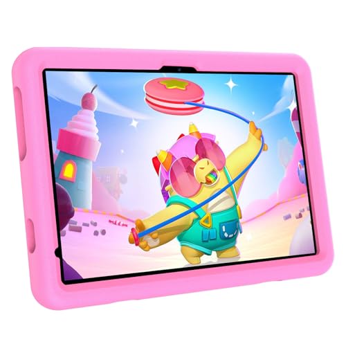 VASOUN Tablet Kinder 10 Zoll, 4G Phone Kids Tablet mit Gehäuse, Android 14, 4G LTE+5G WiFi, 128 GB ROM, Dual Kamera, 8000mAh, Kindersicherung, Kindersoftware Vorinstalliert(Rosa) von VASOUN