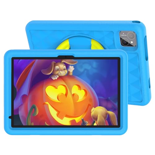 VASOUN 10 Zoll Kinder Tablet mit Gehäuse, Android 14 Tablets, 5G WiFi, 128 GB ROM, Dual Kamera, 8000mAh, Kindersicherung, Kindersoftware Vorinstalliert, Pädagogisch (Blau) von VASOUN