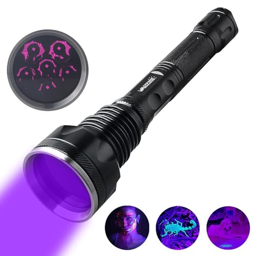 VASTFIRE 365NM Schwarzlicht Taschenlampe 60W USB wiederaufladbare Taschenlampe UV Lampe Haustier Urin Detector Super strahlend robust und wasserdicht für Harz Härten, Bernstein, Mineralien von VASTFIRE