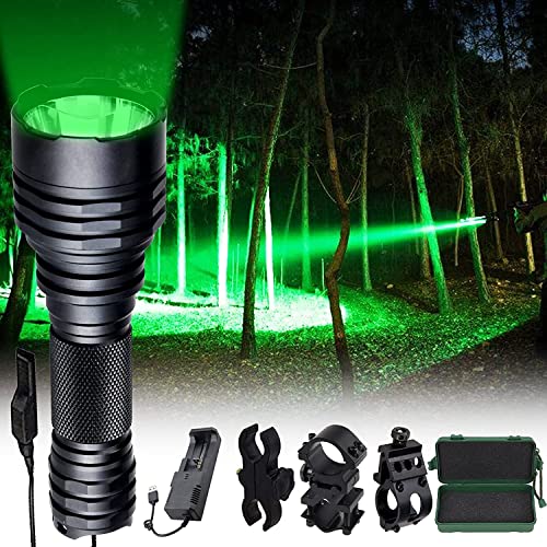 VASTFIRE 500-Yard Taschenlampe Grün für Jagd, Superhelles 1200 Lumen -Jagdlicht Wasserdichtes Jagdtaschenlampen-Set für Wildschwein-, Kaninchen-, Kojoten- und Wildschweinjäger von VASTFIRE