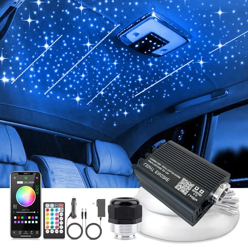 VASTFIRE Meteor Twinkle 2 in 1 Starry Fiberglas Optic Light mit 600pcs 3M 16W RGBW APP Fernbedienung Musik aktivierte Headliner Deckenleuchte für Auto, Heimkino etc von VASTFIRE