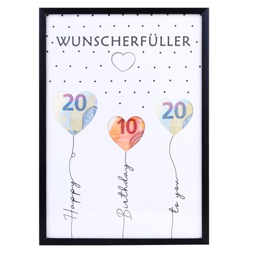 EngGlück Wunscherfüller Geldgeschenk Geburtstag Bilderrahmen, Geschenke zum Geburtstag, Lustige Geldgeschenke Verpackung Geld Geschenk Mann Frau Größe Din A4 (W-B) von EngGlück