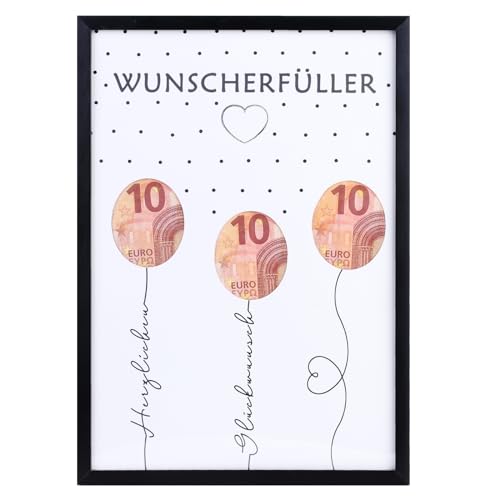 EngGlück Wunscherfüller Geldgeschenk Geburtstag Bilderrahmen, Geschenke zum Geburtstag, Lustige Geldgeschenke Verpackung Geld Geschenk Mann Frau Größe Din A4 (W-A) von EngGlück