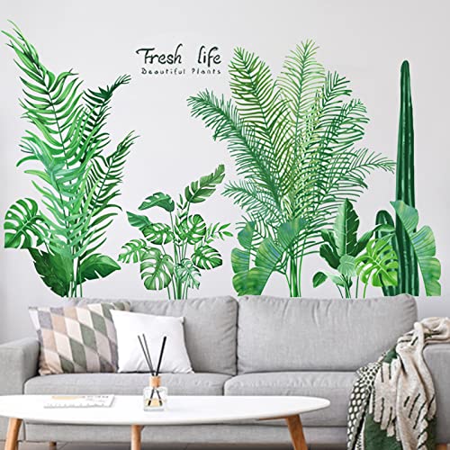 DIY Groß Grüne Pflanze Blätter Wandtattoo, VASZOLA Abnehmbare Tropischer Pflanzen Wandsticker Wanddeko Aquarell Palme Blätter Pflanzen Wandaufkleber Kunst Wandbilder für Wohnzimmer Schlafzimmer von VASZOLA