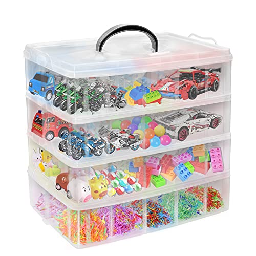 VASZOLA stapelbare Aufbewahrungsbox mit 40 verstellbaren Fächern, Kunststoff, transparente Aufbewahrungsbox für Kinderspielzeug, Kunsthandwerk, Schmuck, Zubehör, Sicherungsperlen, Washi-Bänder von VASZOLA