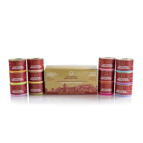 Reine klösterliche Räucherstäbchen vom Berg Athos mit authentischem traditionellem Rezept, 12 x 50 g (12 Düfte) von VATOPEDI MONASTERY