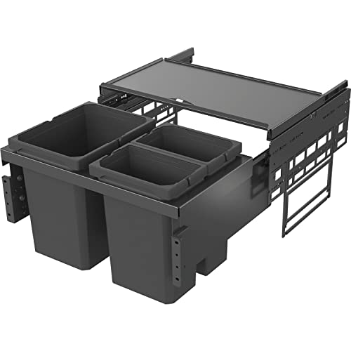 VAUTH-SAGEL Envi Space S Einbau Abfallsammler KB 600mm, Mülleimer 2 Fächer Abfalltrennsystem mit Frontanbindung im Spülenunterschrank 1x 12l und 2x 15,5l, Kunststoff lavagrau von VAUTH-SAGEL